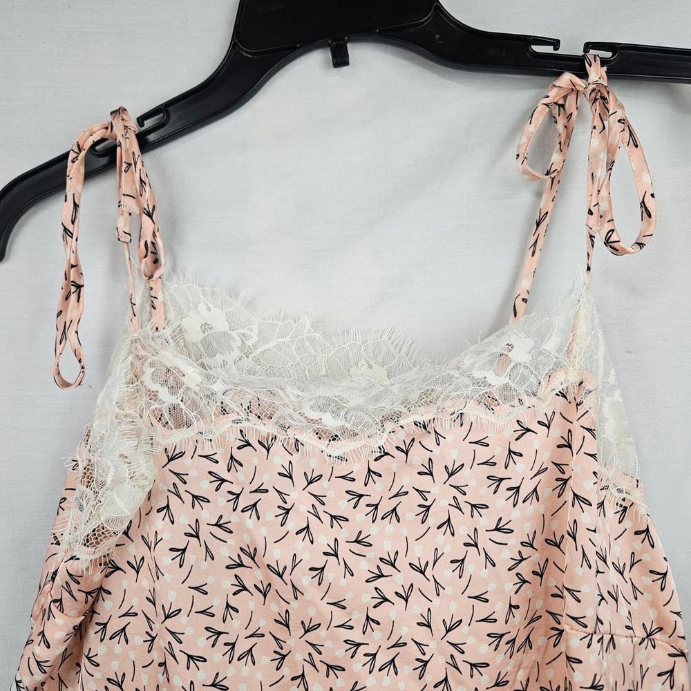 Future Collective Floral Lace Trim Satin Slip‎ Dress Pink M Fairycore Coquette - Picture 3 of 8